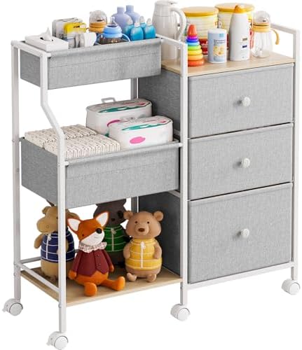 Modanais Baby Diaper Caddy Organizer Rolling Cart by HomeOrganizersandStorage