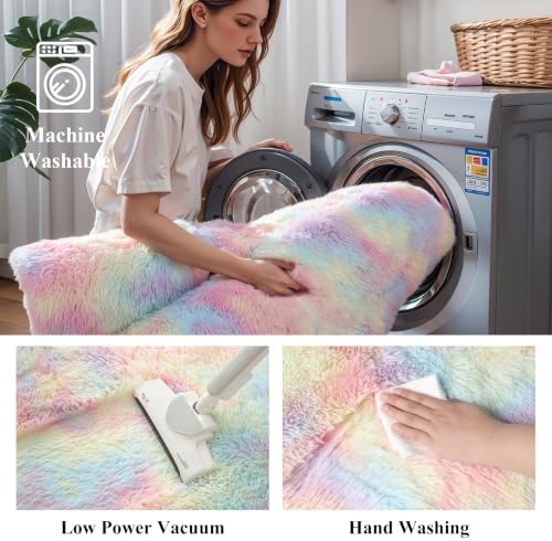 KICHOWUA 5x8 Thick Rainbow Unicorn Fluffy Shag Rug - Image 5