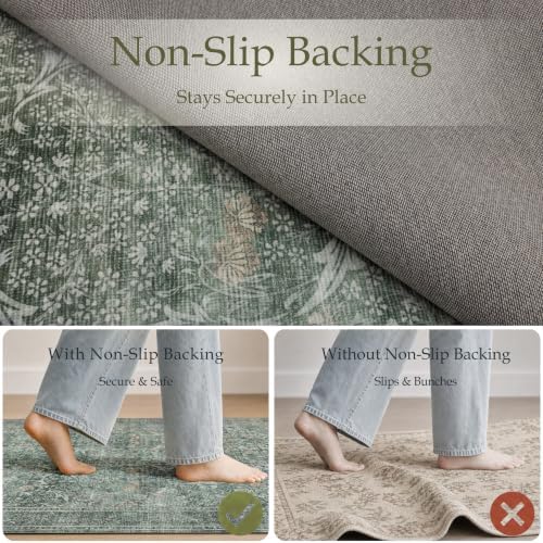 JOLLYVOGUE 5x7 Area Rugs for Living Room, Washable Rug, Moss Green - Image 4