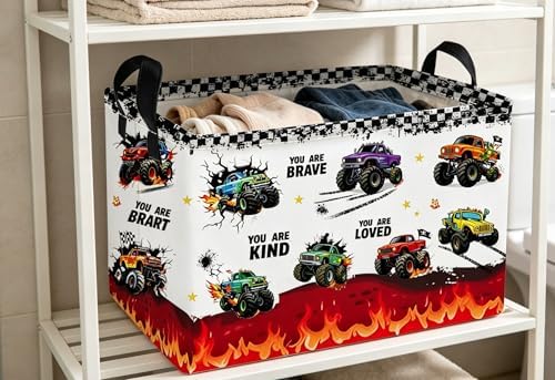 Essme Rectangular Car Baskets, Monster Truck Storage Box, Cute Basket - Image 5