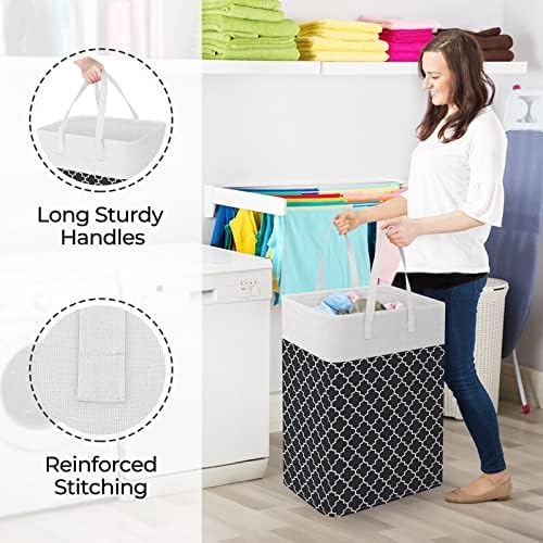 StorageRight Laundry Basket Hamper, 75L Clothes Storage, Clover Black - Image 4