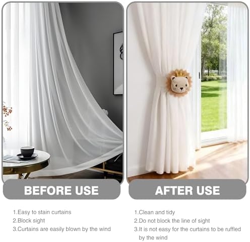 2 Pack Lion Curtain Tiebacks, Cute Cartoon Animal Curtain Holdbacks - Image 5