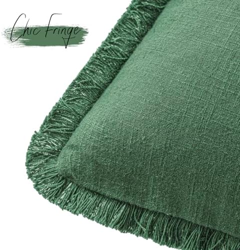 Foindtower Decorative Linen Fringe Throw Pillow Covers Cozy Boho Farmhouse - Image 3