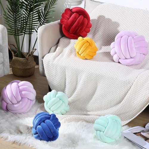 Namalu 7.87 Inches 2 Pcs Knot Pillow Decorative Throw Pillow, Deep Blue - Image 2