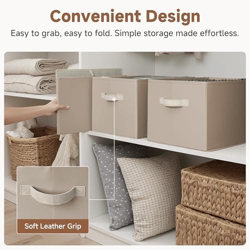 StorageWorks Storage Baskets for Shelves, Light Brown, Extra Large - Image 3