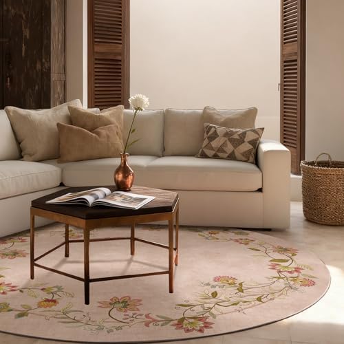Washable Living Room Round Rug: 4ft Circle Rugs - Image 4