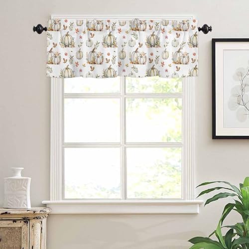 Vandarllin Fall Floral Leaves Kitchen Curtains and Valances Set, Thanksgiving - Image 6