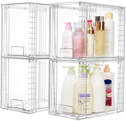 Vtopmart 4 Pack Clear Stackable Storage Drawers, 9.7" High Plastic Organizers - Image 4
