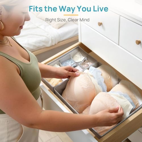 Vtopmart M-XL/34D-40D Large Bra Drawer Organizer, 4 Pack Foldable Fabric - Image 4