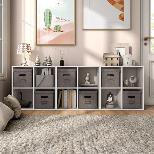 Homes: Inside + Out Apexa 4-Cube Storage Organizer Shelves, Stackable Wood - Image 2