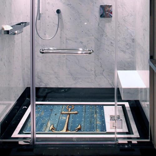 Bathtub Mat Non Slip 26.8x15.1 Inch, Anchor on a Planks Shower Mat - Image 6