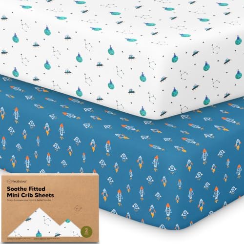 2pk Mini Crib Sheets Fitted 38x26 Pack N Play Mattress Sheet by KeaBabies