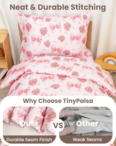 TinyPalsa 4-Piece Toddler Bedding Set, Toddler Bed Comforter Set - Image 5