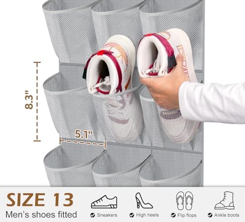 MISSLO 30 Large Pockets Dual Sided Hanging Shoe Organizer - Image 3