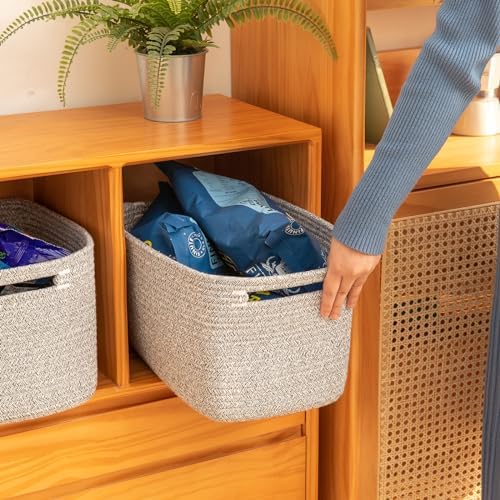OIAHOMY 4 Pack Storage Baskets for Organizing 15L Cube Storage Bins Grey - Image 3