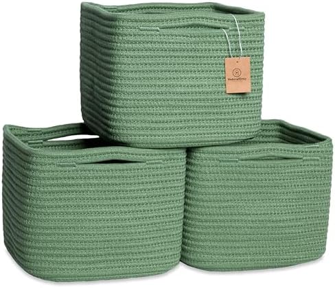 NaturalCozy Storage Cubes 9”x9”x7”Cotton Rope Woven Baskets by NaturalCozy