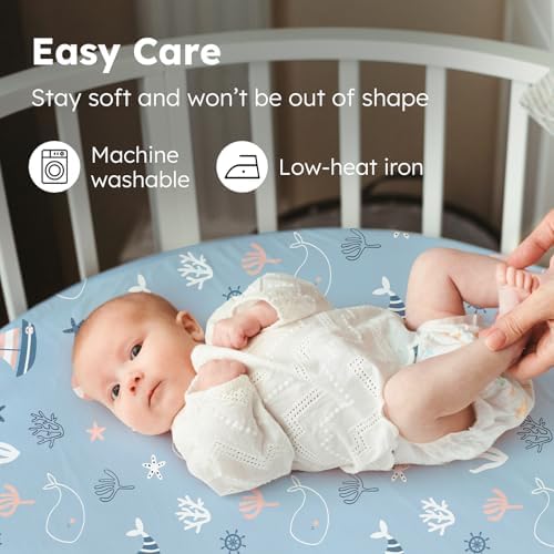 Baby Bassinet Sheets, 3 Pack Fitted Bassinet Mattress Sheets, Compatible - Image 7