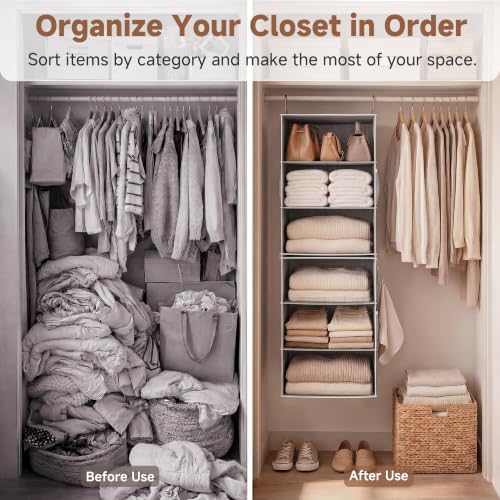 StorageWorks Hanging Closet Organizer, 6-Shelf - Image 4