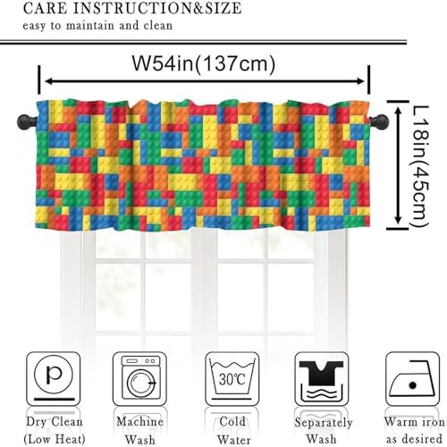 Building Block Toy Valance Curtains Abstract Contour Colorful Plastic Brick - Image 2