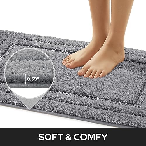 HOMEIDEAS Bathroom Rugs Sets 2 Piece, Super Soft Non Slip Bath Mat Grey - Image 3