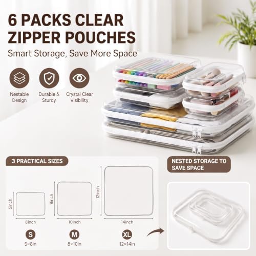 Clear Hard Shell Zipper Case, 6 Pack Diaper Bag Organizer Pouches Set - Image 6