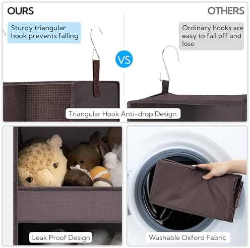 GRANNY SAYS 3-Shelf Hanging Closet Organizer, Foldable Storage, Dark Brown - Image 4