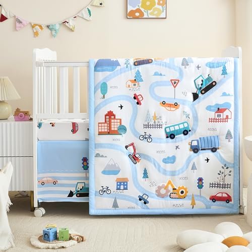 3-Piece Crib Bedding Set for Boys Girls by NacoMoco