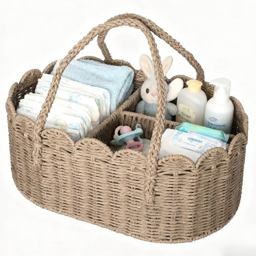 Diaper Caddy Organizer, Paper Rope Storage Baskets Nursery Bin by Unknown