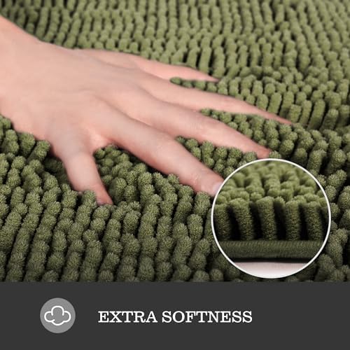 Yeaban Chenille Sage Bathroom Rug 30"x50", Non-Slip Rubber Backing - Image 2