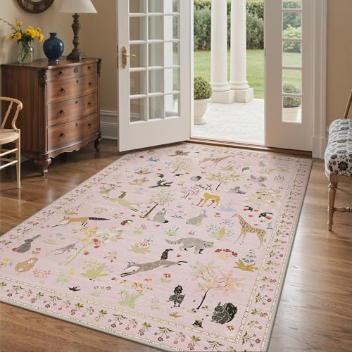 BESBLEE 8X10 Washable Area Rug for Living Room, Animal Non Slip - Image 3