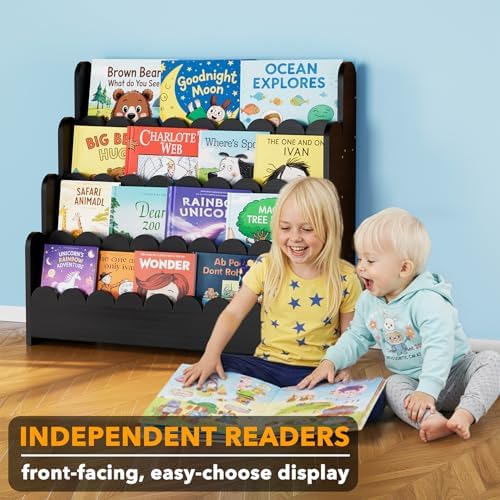 SpaceAid 4-Tier Scalloped Bookshelf, Montessori Bookcase - Image 3