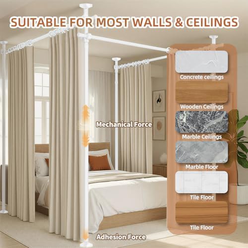 Room Divider No Drilling Curtain Rod Wall Divider - Image 4