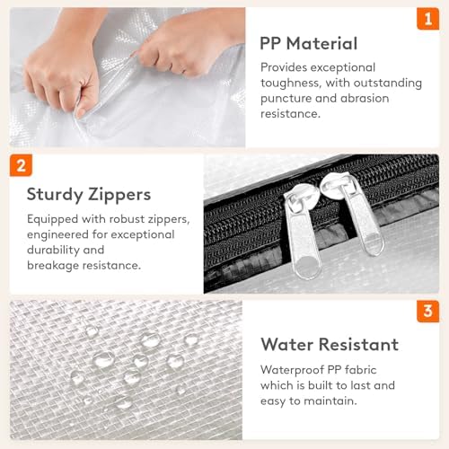 Lifewit 3 Pack Clear Storage Bags, 45L Clothes Organizer - Image 4
