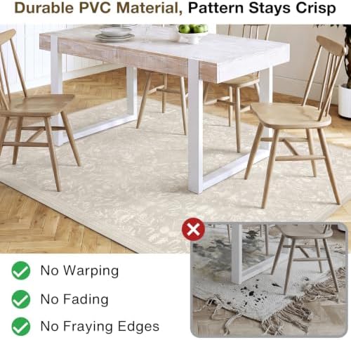 3' x 4' Beige Vinyl Floor Mat for Home, PVC Waterproof Area Mat - Image 6