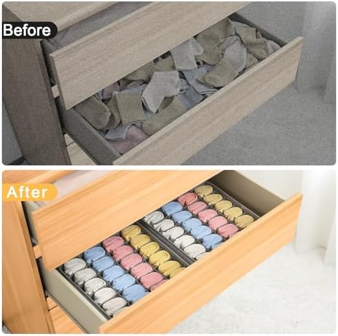 Joyoldelf Sock Drawer Organizer Divider Underwear Organizer 24-cell Fabric - Image 5