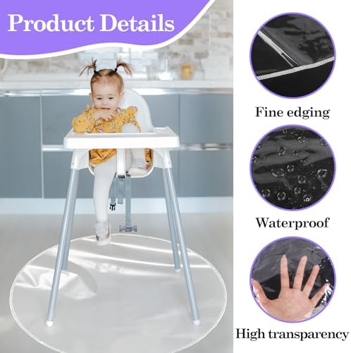 Klmnop 54" High Chair Mat for Floor, Plastic Waterproof Floor Protector for - Image 3