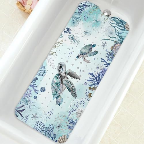 Bathtub Mat Non Slip, Turtle Extra Long Bath tub Mat Shower Floor Mat by BathtubMat