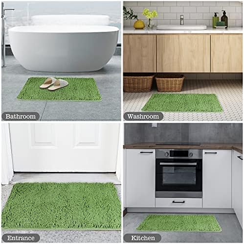 Yeaban Chenille Forest Green Bathroom Rug 20"x32", Non-Slip Rubber Backing - Image 6