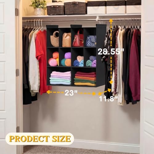 3 Tier Hanging Closet Organizer, 10 Compartments Dual Row Storage - Image 3