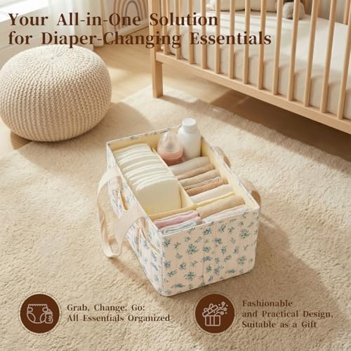 Floral Baby Diaper Caddy Organizer - Image 3