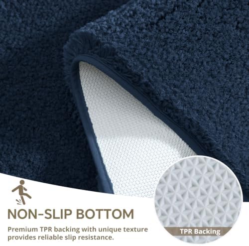 Polyester Bathroom Rug 40"x60" Navy Blue, Large Soft Bath Mat - Image 6