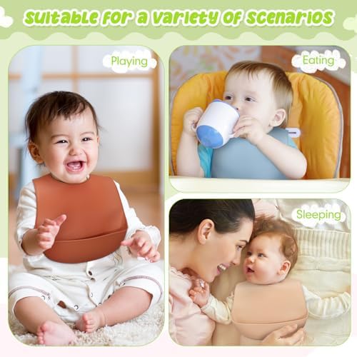 Tioncy 24 Pcs Silicone Bibs for Babies Toddlers Waterproof Adjustable Soft - Image 6