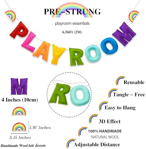 Pre-Strung 3D Rainbow Playroom Felt Banner Reusable Kid Playroom Decoration - Image 6