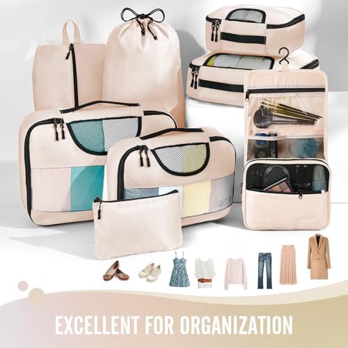 Veken 8 Set Packing Cubes for Travel Essentials, Suitcase Organizer Bags in 4 - Image 2