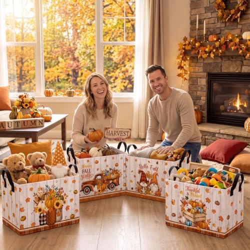 4 Pcs Fall Storage Basket for Gifts Empty Large Fall Pumpkin Storage Bins - Image 6