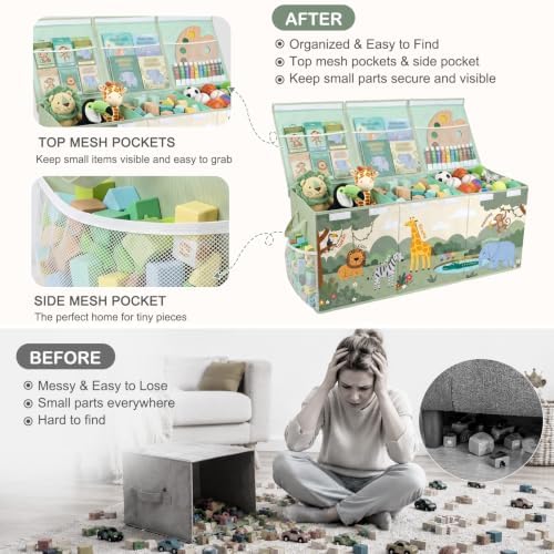 Toy Box with Adjustable Divider Large Toy Chest Storage - Image 3