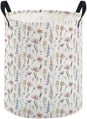 ESSME Flower Laundry Basket, Collapsible Canvas Waterproof Storage Bin by ESSME