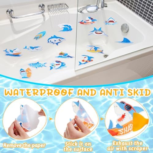 Fullhawl 30 Pcs Shark Non Slip Shower Stickers, Bathtub Safety - Image 3
