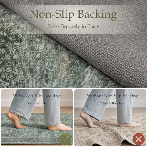 JOLLYVOGUE 8x10 Area Rugs for Living Room, Washable Rug, Moss Green - Image 4