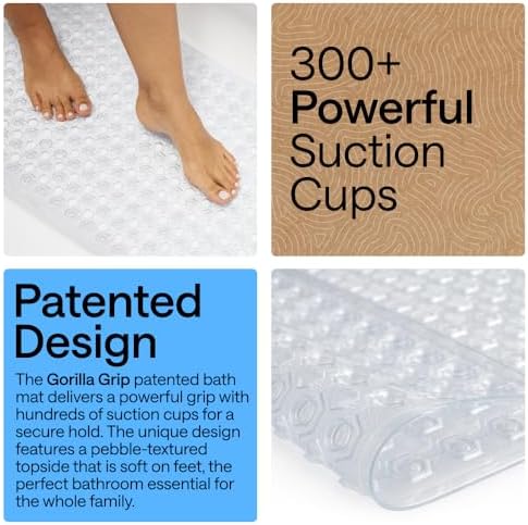 GORILLA GRIP Bath Tub Shower Mat, Bathtub Floor Liner, 35x16 Clear - Image 3